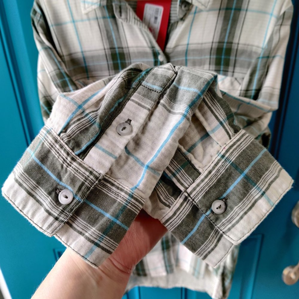 NEW $79 SANCTUARY Button-Up Shirt Green Plaid Med - Picture 5 of 13